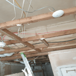 Before insulating the new ceilings the old ceiling boards were removed and electrics tested for safety.