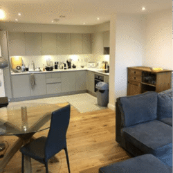 New kitchen installed with new appliances. The picture also shows the decoration work